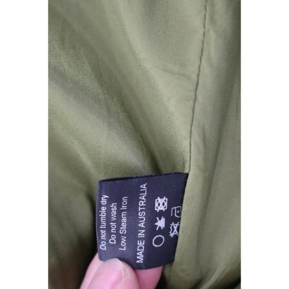 NWT‎ Michael Lo Sordo Crop Blazer Womens 6 One Button Cotton Green peak lapel - Picture 12 of 13